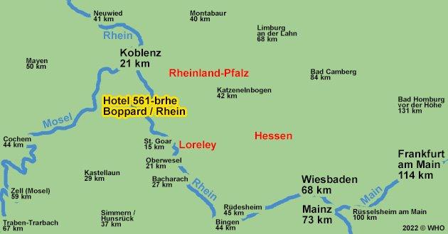 Urlaub ber Ostern am Mittelrhein, Osterurlaub direkt am Rheinufer in Boppard am Rhein im Tal der Loreley
