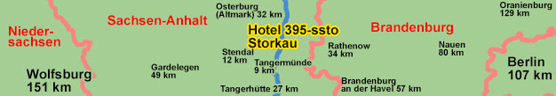 Landkarte zum Osterurlaub im Schlosshotel bei Tangerm�nde an der Elbe in der Altmark