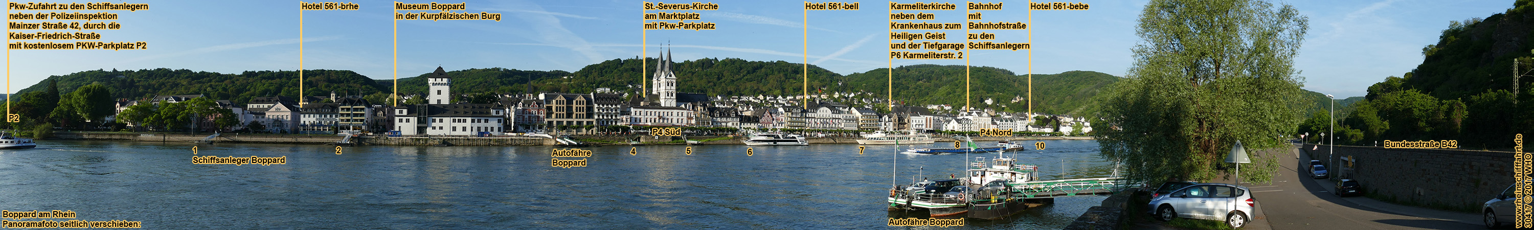 Urlaub ber Ostern direkt am Rheinufer. Osterkurzreise in Boppard am Rhein, ca. 100 m zur Altstadt und Fugngerzone, inmitten vom UNESCO-Weltkulturerbe Mittelrhein, im romantischen Rheintal.